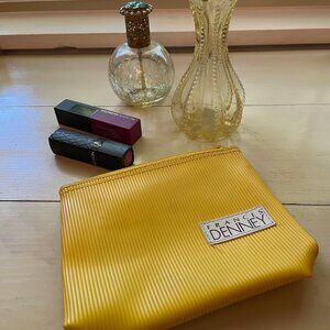 Collectible Frances Denney Small Yellow Zipper Purse Unlined Vinyl 6" x 5"